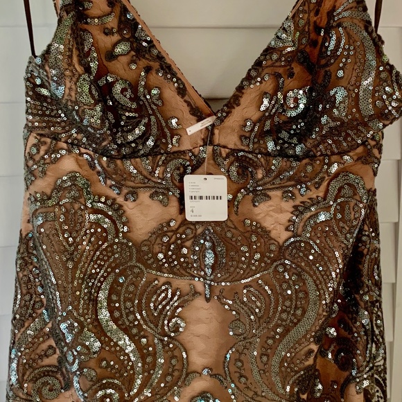 Free People Night Shimmers Mini Dress in color: Wild Winds - Size 4 - Picture 3 of 3